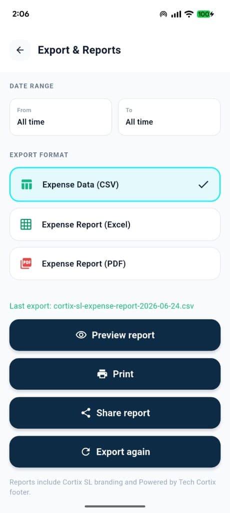 Export & Reports